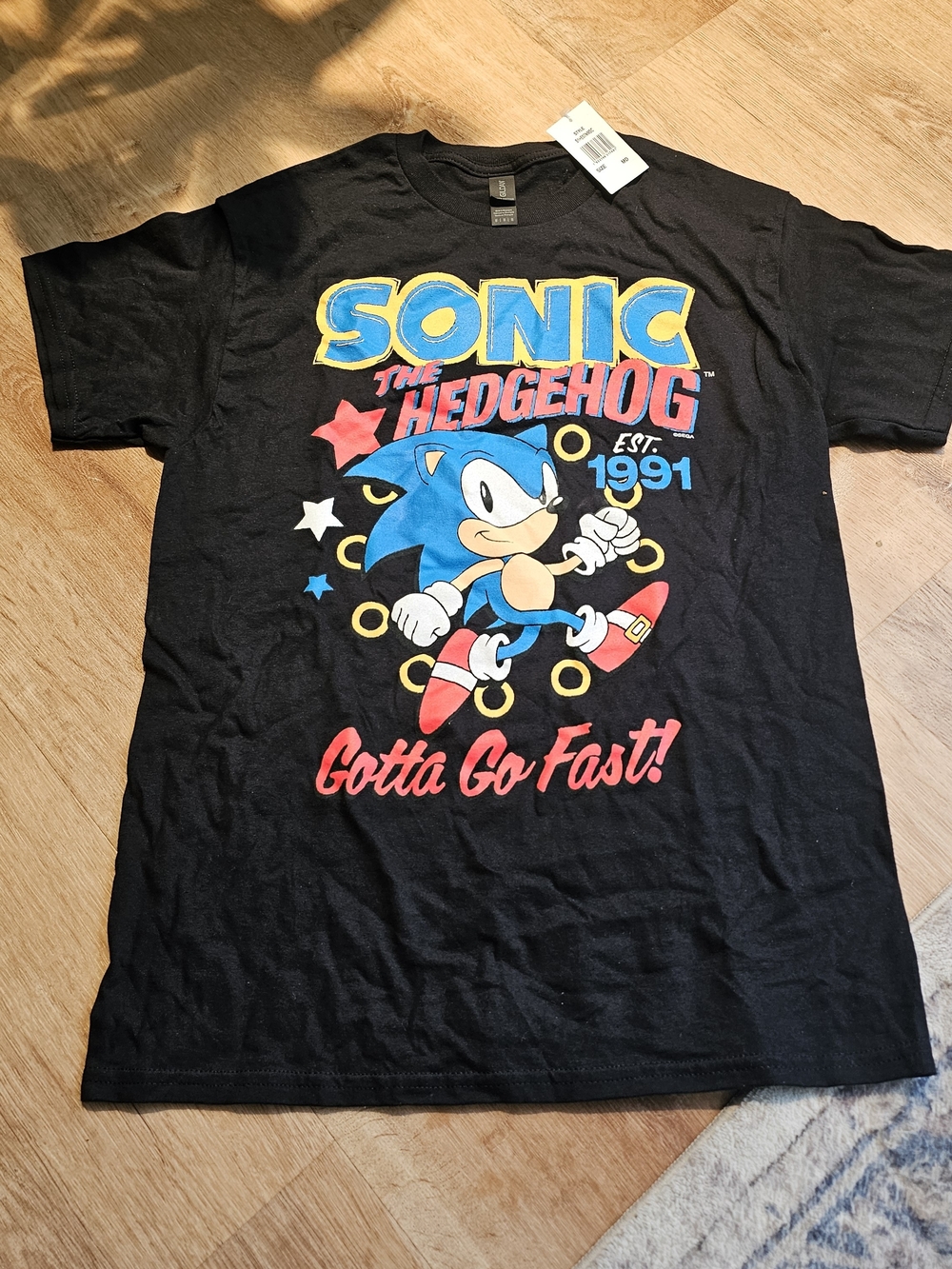 Sonic the Hedgehog Gotta Go Fast Men’s T-Shirt Size Medium Black Vintage Retro